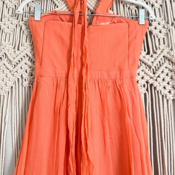 BCBG Maxazria V-Neck Halter Gown Orange Women’s Size 2 GUC - Picture 5 of 6